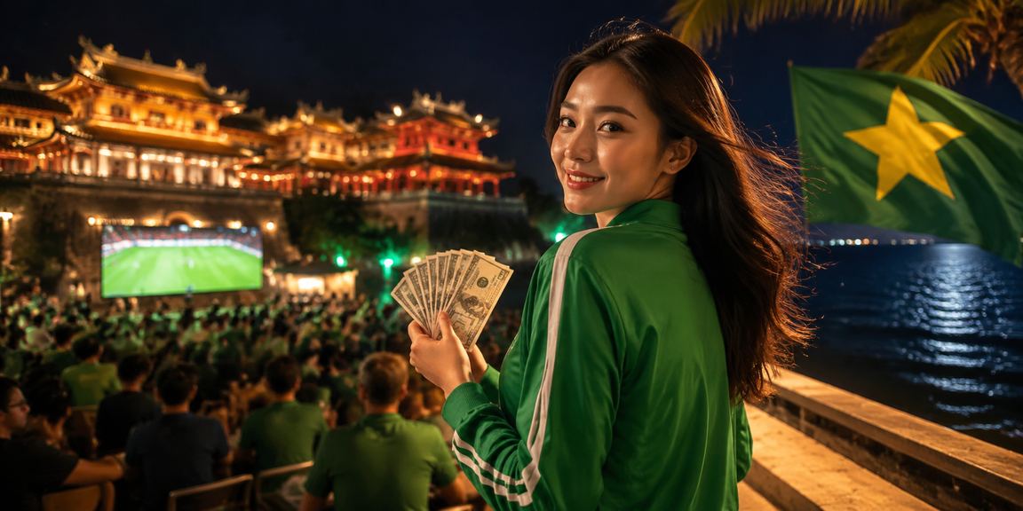 Cảnh người chơi tại Việt Nam theo dõi kết quả xổ số và kiểm tra ưu đãi trực tuyến